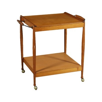 Service Trolley Reguitti Solid Beech Teak Veneer Italy 1960s