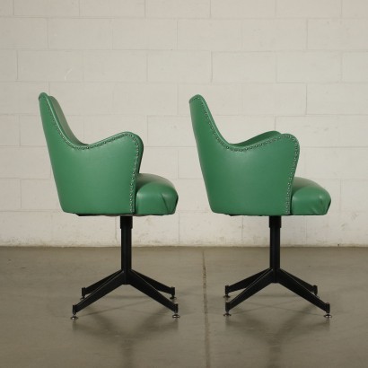 Pair Of Chairs Foam Metal Leatherette Italy 1950s 1960s