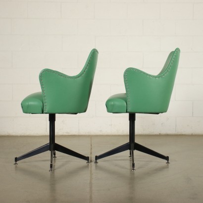 Pair Of Chairs Foam Metal Leatherette Italy 1950s 1960s