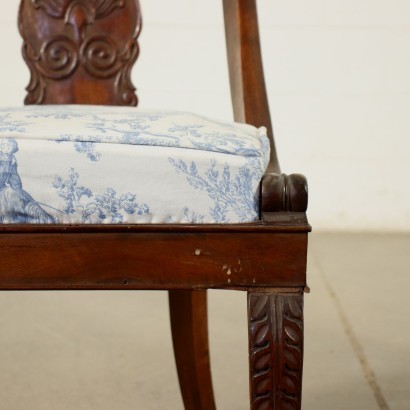 Pair of Restoration Gondola Chair Walnut Italy 19th Century