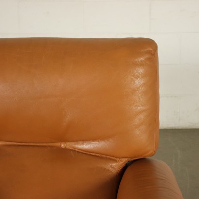 Armchair Veneered Wood Foam Leather Italy 1960s