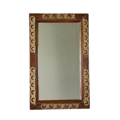 Revival Mirror Bronze Mahogany Italy 20th Century