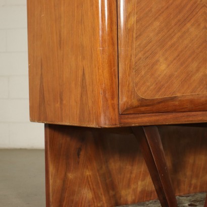 Cabinet Walnut Veneer Back-Treated Glass Brass Marble Italy 1950s