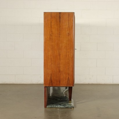 Cabinet Walnut Veneer Back-Treated Glass Brass Marble Italy 1950s