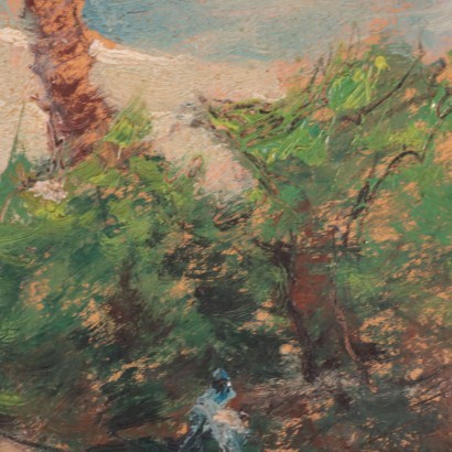 Landscape By Raul Viviani Oil on Cardboard 20th Century