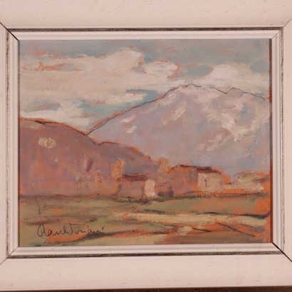 Paysage Raul Viviani Huile sur Carton Italie '900