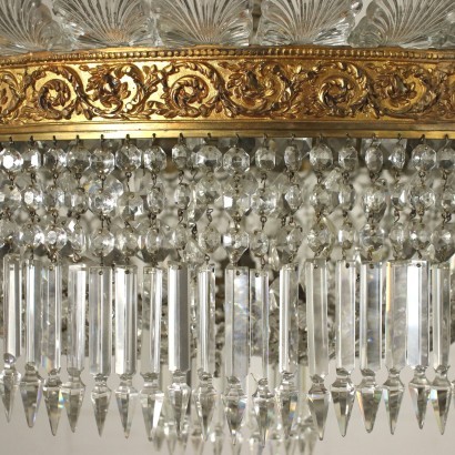 Baccarat Chandelier Empire Brass Glass Italy Early 20th Century