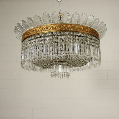 Baccarat Chandelier Empire Brass Glass Italy Early 20th Century