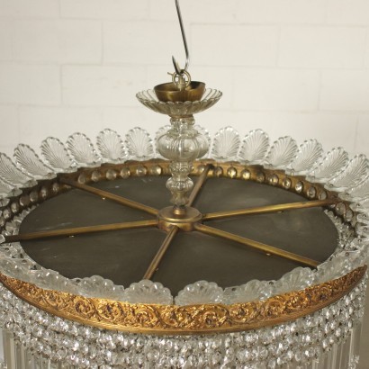 Baccarat Chandelier Empire Brass Glass Italy Early 20th Century