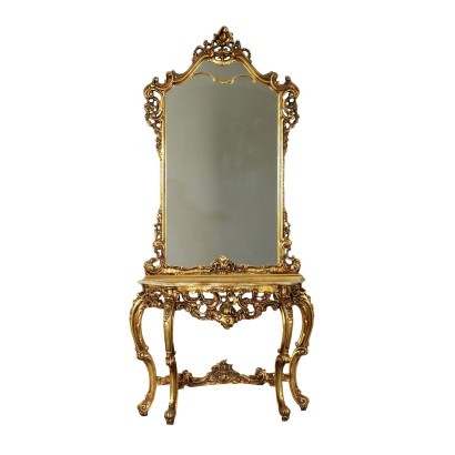 Revival Console With Mirror Italy 20th Century