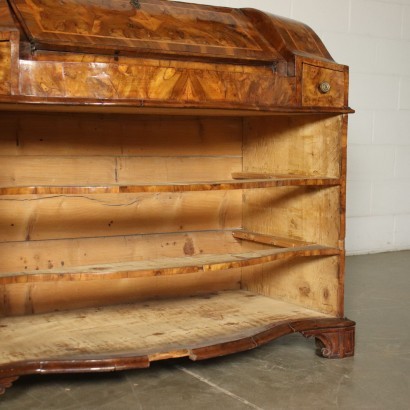 Drop-Leaf Secretaire Baroque Walnut Veneer Fir Maple Verona Italy 1700