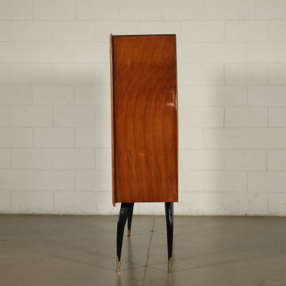 Cabinet Veneered Lacquered Stained Wood Brass Glass Italy 1950s 1960s