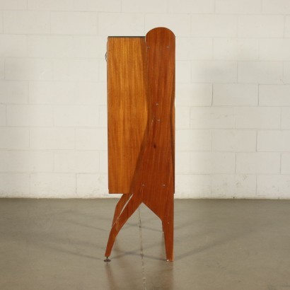 Cupboard Mahogany Veneer Back-Trated Glass Italy 1950s 1960s