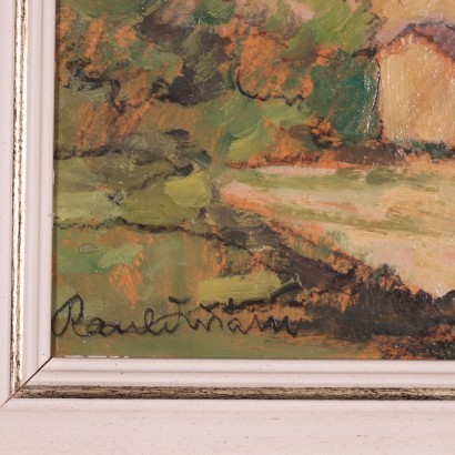 Landscape By Raul Viviani Oil On Cardboard 20th Century