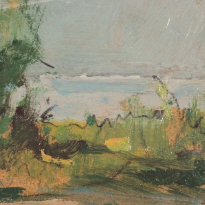 Landscape by Raul Viviani Oil on Cardboard 20th Century