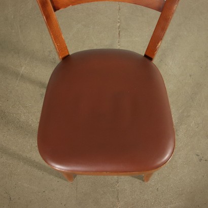 Group Of Four Chairs Stained Beech Foam Leatherette Italy 1950s 1960s