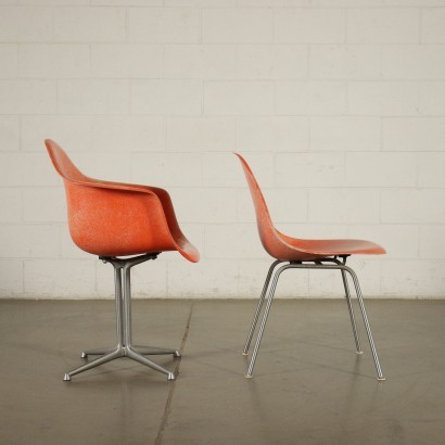 Group Of Three Chairs Ray & Charles Eames Aluminium Fibreglass 60s 70s