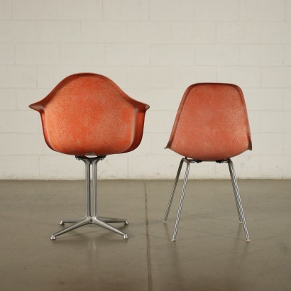 Group Of Three Chairs Ray & Charles Eames Aluminium Fibreglass 60s 70s