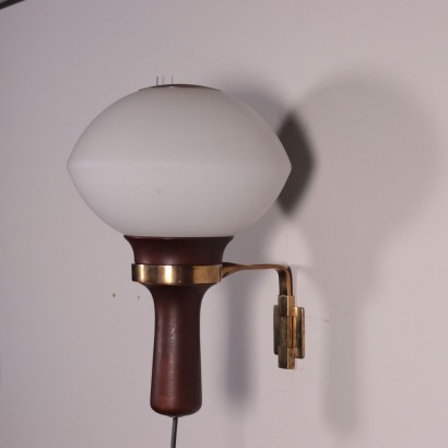 Lamp Sormani Wood Brass Opal Glass 1960s