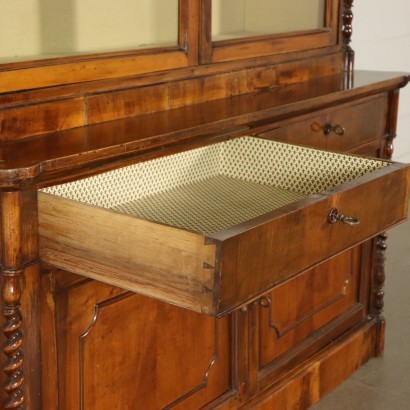 Louis Philippe Cupboard Walnut Glass Italy 19th Century