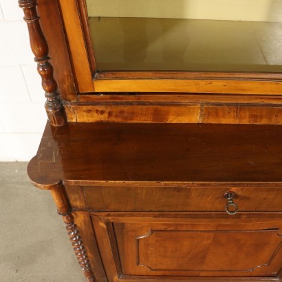 Louis Philippe Cupboard Walnut Glass Italy 19th Century