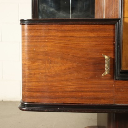 Cabinet Mirror Veneered Wood Maple Back-Treated Glass Italy 1950s