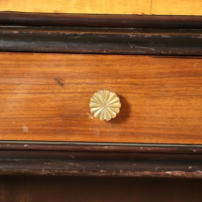 Cabinet Mirror Veneered Wood Maple Back-Treated Glass Italy 1950s