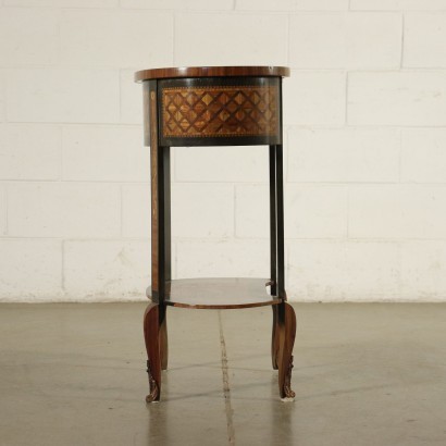 Small Inlaid Revival Table Bronze Sessile Oak Italy 20th Century