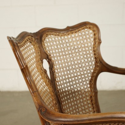 Pair of Barocchetto Revival Armchairs Walnut Italy 20th Century