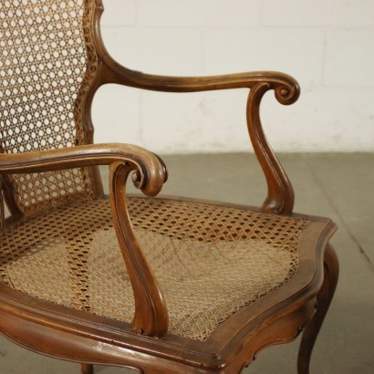 Pair of Barocchetto Revival Armchairs Walnut Italy 20th Century