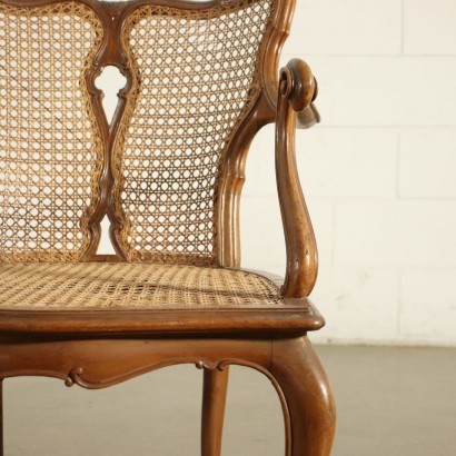 Pair of Barocchetto Revival Armchairs Walnut Italy 20th Century