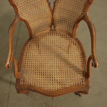 Pair of Barocchetto Revival Armchairs Walnut Italy 20th Century