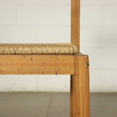 Group Of Three Chairs Beech Straw Italy 1960s