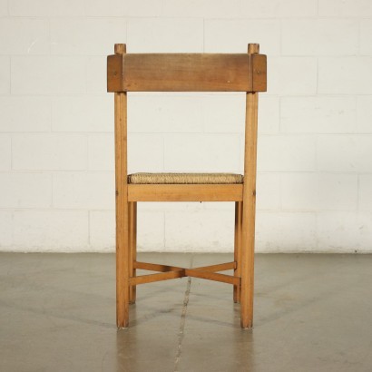 Group Of Three Chairs Beech Straw Italy 1960s