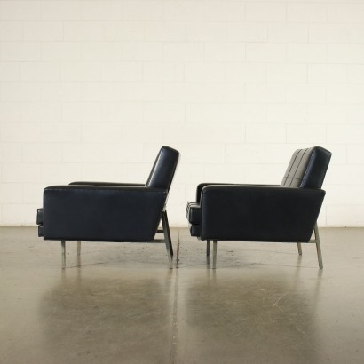 Pair Of Armchairs Foam Leatherette Italy 1960s