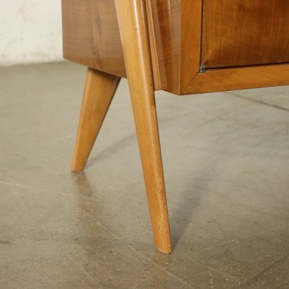 Pair Of Bedside Tables Beech Mahogany Veneer Glass Italy 1950s