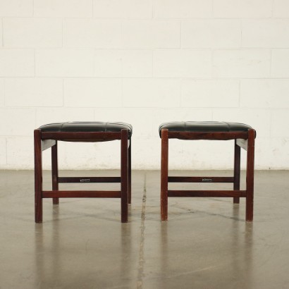 Pair Of Stools Poltronova Wood Foam Leatherette 1960s