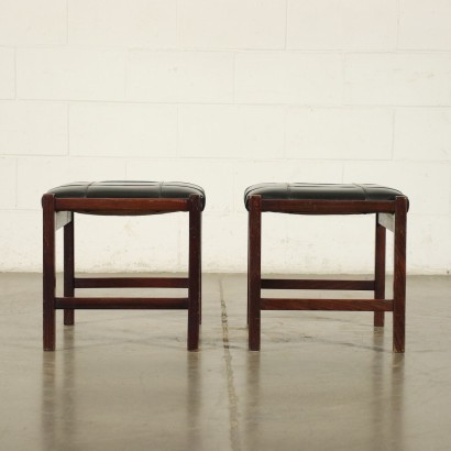 Pair Of Stools Poltronova Wood Foam Leatherette 1960s