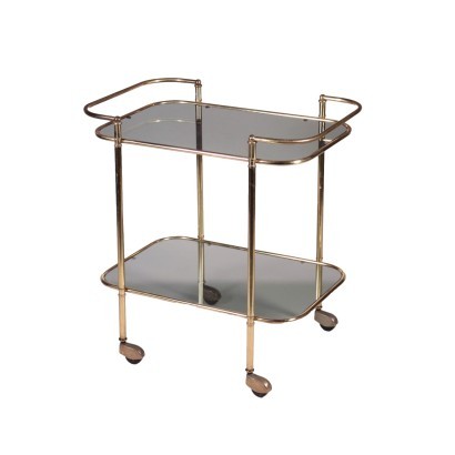 Service Trolley Smoked Glass Brass Italy 1960s