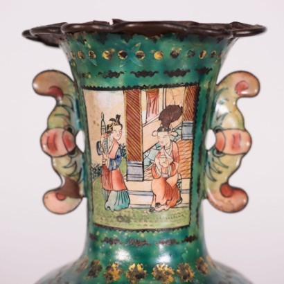 Paire de Vases Cuivre Émail - Chine XIX Siècle