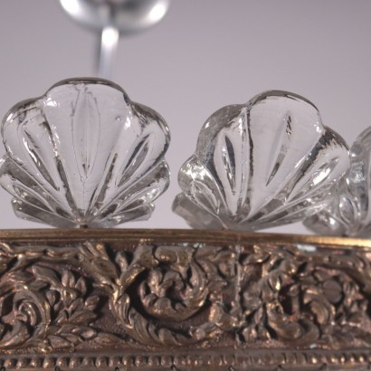 Lustre Style Baccarat Tôle Dorée Verre Italie XX Siècle