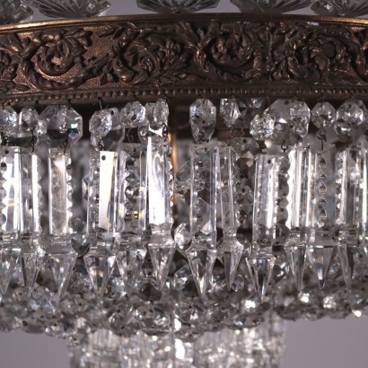 Lustre Style Baccarat Tôle Dorée Verre Italie XX Siècle