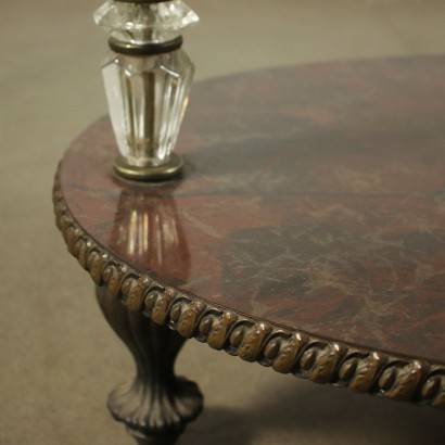 Set Of Three Small Tables Bronze Crystal Shear Plate Italy 1950s-1960s