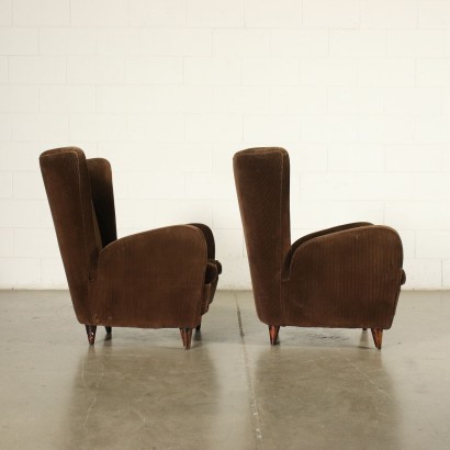 Pair Of Armchairs Spring Velvet Italy 1950s