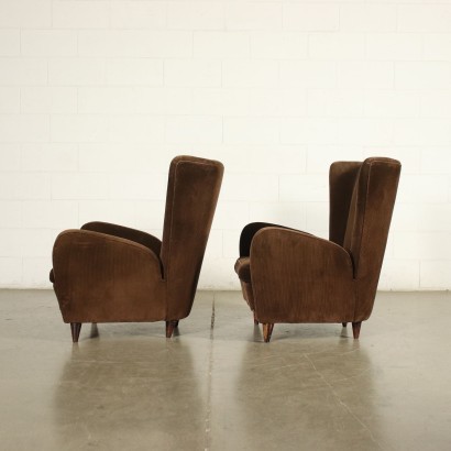 Pair Of Armchairs Spring Velvet Italy 1950s