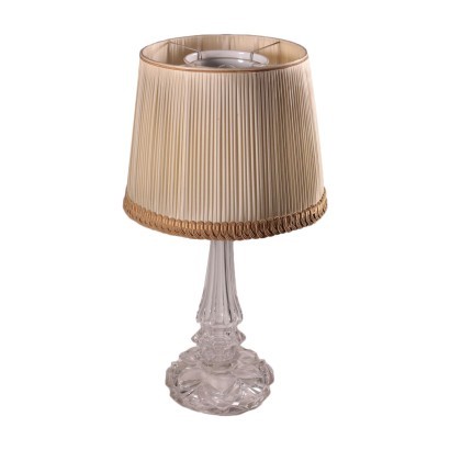 Lampe de Table Cristal Tissu Angleterre Fin de'800 Début de '900