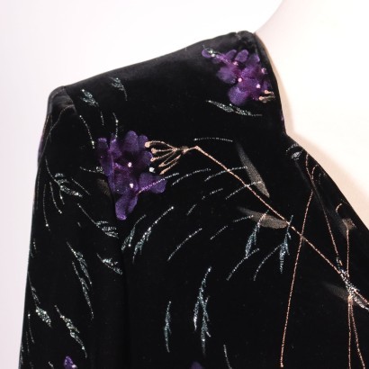 Vintage Velvet Jacket With Flowers Italy 1980s-1990s