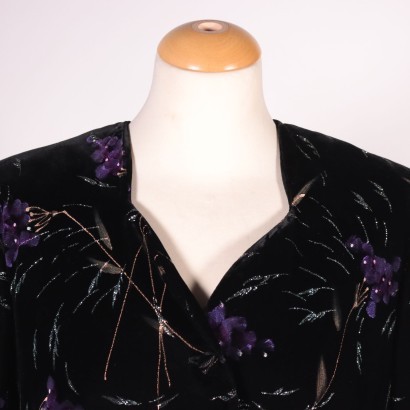 Vintage Velvet Jacket With Flowers Italy 1980s-1990s