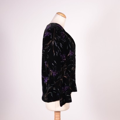 Vintage Velvet Jacket With Flowers Italy 1980s-1990s