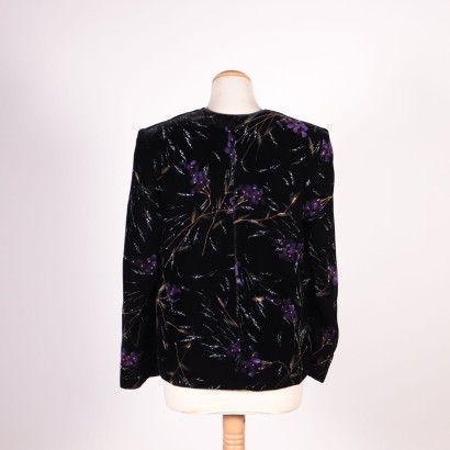 Vintage Velvet Jacket With Flowers Italy 1980s-1990s